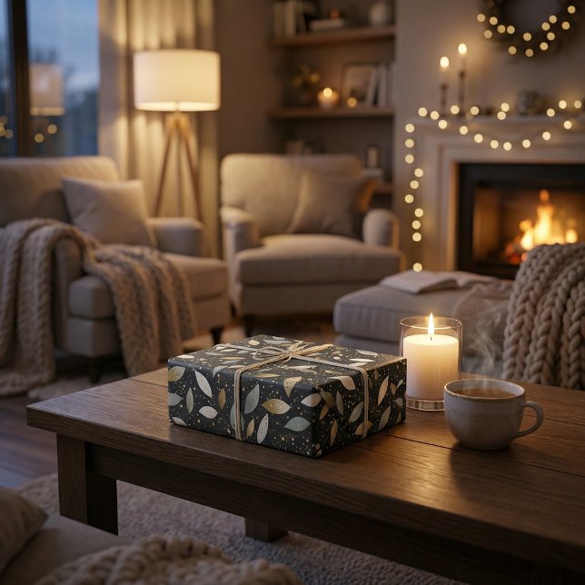 Minimalist Black with Gold & Silver Glitter Design Wrapping Paper (Creator Uploaded)