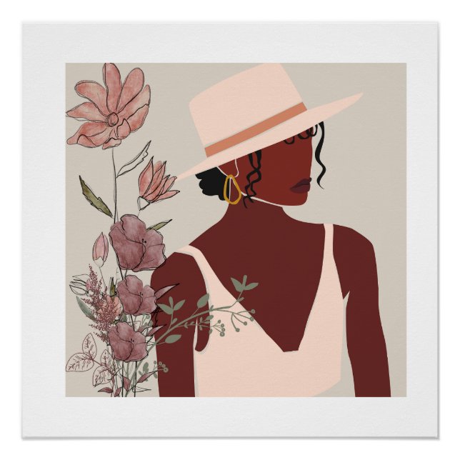 Minimalist Black Woman Wall Art (Front)