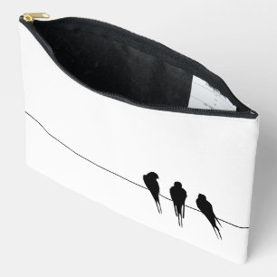 Minimalist Blackbirds Silhouette on Wire Accessory Pouch