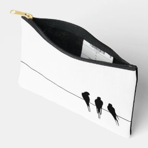 Minimalist Blackbirds Silhouette on Wire Accessory Pouch
