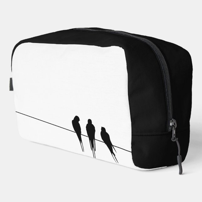 Minimalist Blackbirds Silhouette on Wire Dopp Kit (Right Corner)