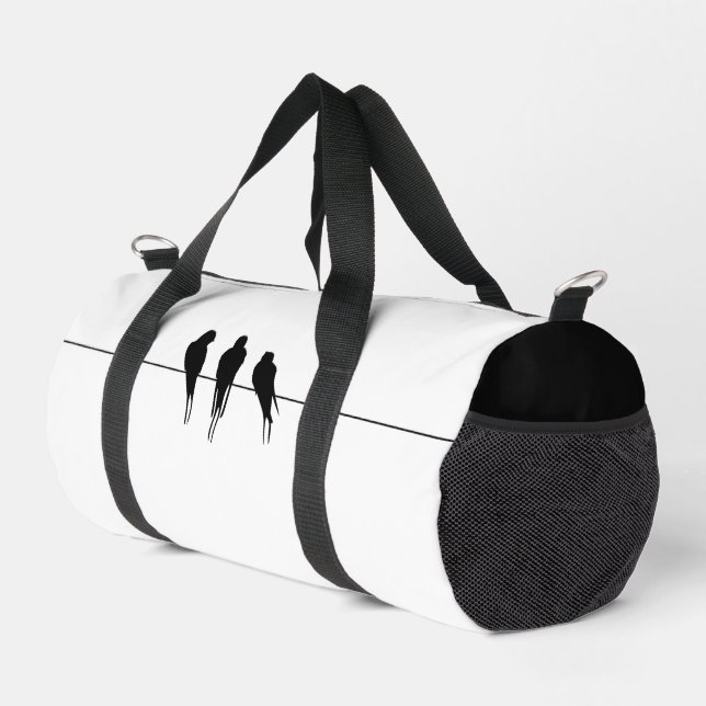 Minimalist Blackbirds Silhouette on Wire Duffle Bag (Right Corner)