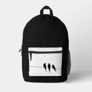 Minimalist Blackbirds Silhouette on Wire Printed Backpack