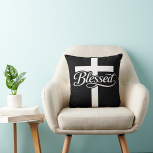 Minimalist Blessed Cross Christian Faith Design Cushion
