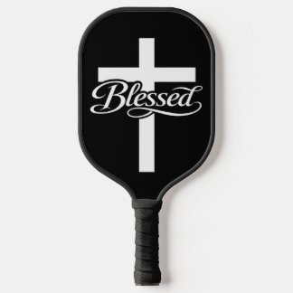 Minimalist Blessed Cross Christian Faith Design Pickleball Paddle
