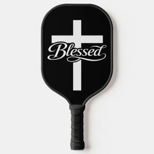Minimalist Blessed Cross Christian Faith Design Pickleball Paddle (Front)