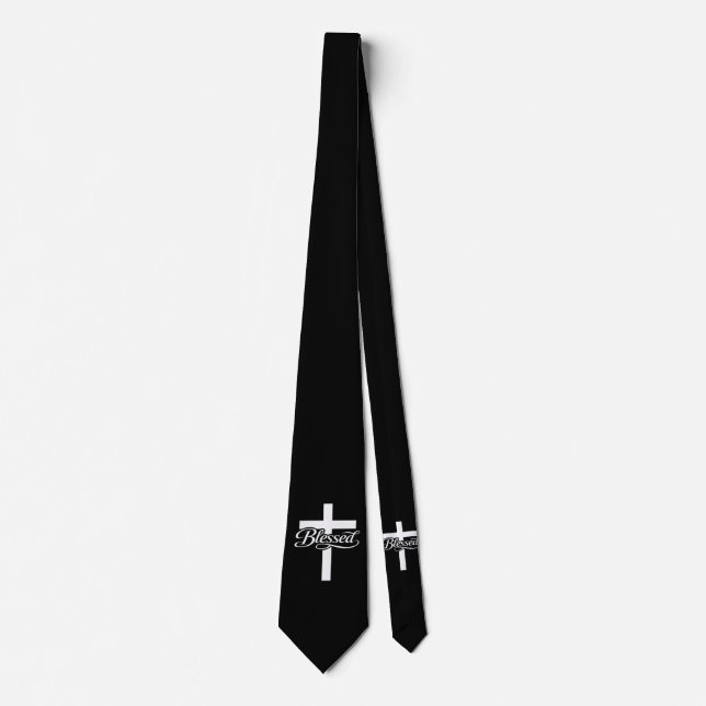 Minimalist Blessed Cross Christian Faith Design Tie (Front)