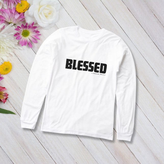 Minimalist BLESSED  Psalm 119:1 Christian Faith  Tri-Blend Shirt (Creator Uploaded)