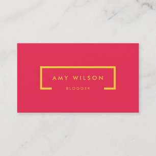 Minimalist Blogger Social Media Bright Pink Yellow Business Card
