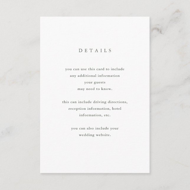 Minimalist Bloom | Wedding Guest Details Enclosure Card (Front)
