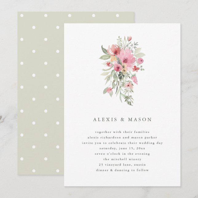Minimalist Bloom | Wedding Invitation (Front/Back)