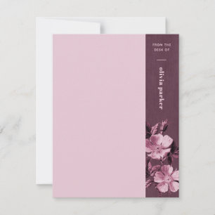 Minimalist Blooms Floral Stationery - Purple
