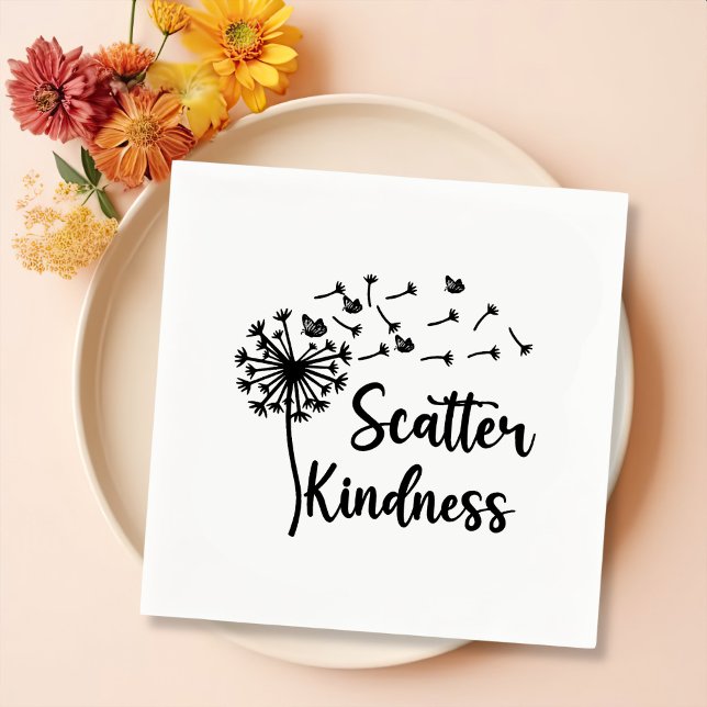 Minimalist Blowing Dandelion Scatter Kindness Napkin (Creator Uploaded)