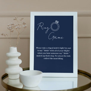 Minimalist blu navy ring game don't say bride  poster