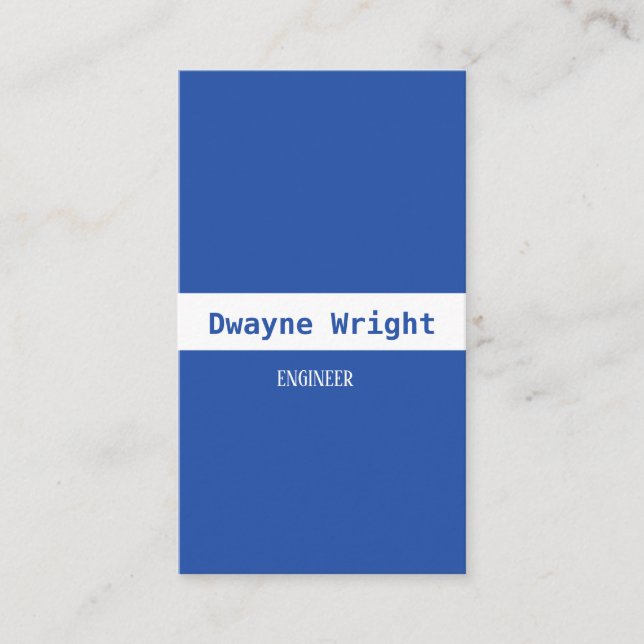 Minimalist blue and white business card (Front)