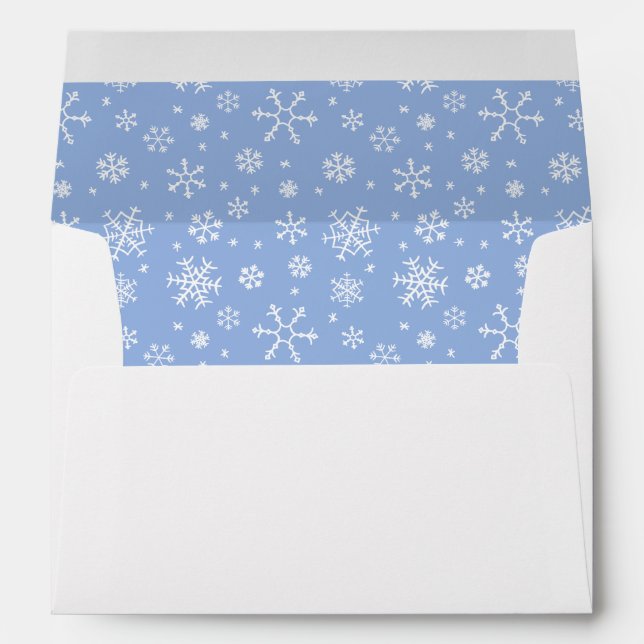 Minimalist Blue And White Snowflake Christmas Envelope (Back (Bottom))