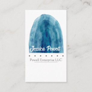 minimalist blue and white watercolor design  business card