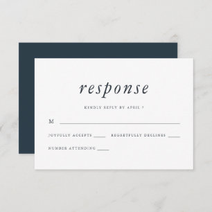 Minimalist Blue and White Wedding Rsvp Response