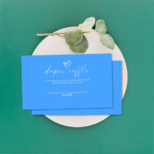 Minimalist blue baby shower diaper raffle ticket enclosure card
