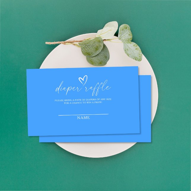 Minimalist blue baby shower diaper raffle ticket enclosure card (Creator Uploaded)