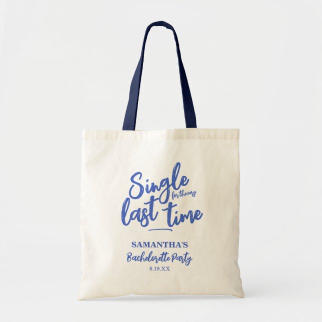 Minimalist Blue Bachelorette Party Tote Bag (Front)