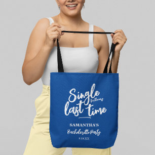 Minimalist Blue Bachelorette Party Tote Bag