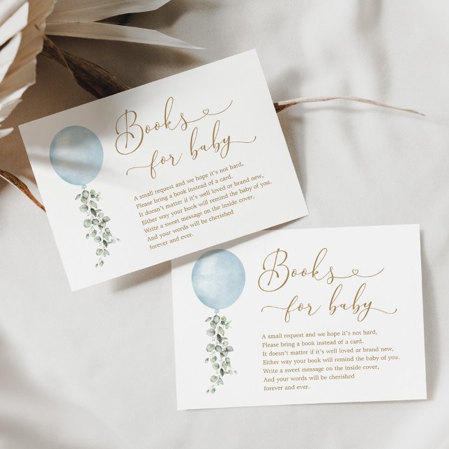 Minimalist Blue Balloon Eucalyptus Books for Baby  Enclosure Card (Creator Uploaded)
