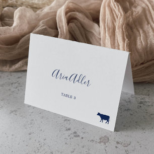 Minimalist Blue Beef Meal Option Place Cards