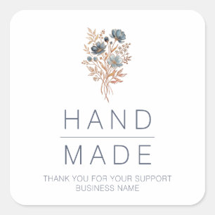 Minimalist Blue Botanical Thank You Support TMF26 Square Sticker