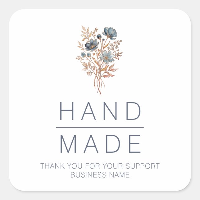 Minimalist Blue Botanical Thank You Support TMF26 Square Sticker (Front)