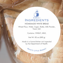 Minimalist Blue Bread Loaf Ingredient List