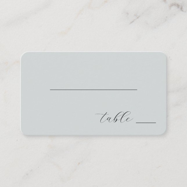 Minimalist Blue Calligraphy Place Card (Front)
