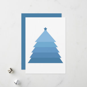 Minimalist Blue Christmas Tree Christmas Card