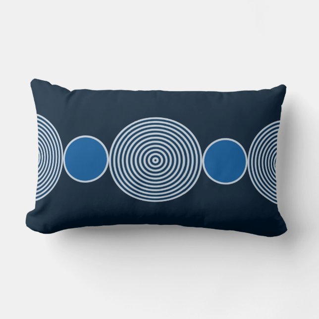 Minimalist Blue Circle Beads Pattern Lumbar Pillow (Front)