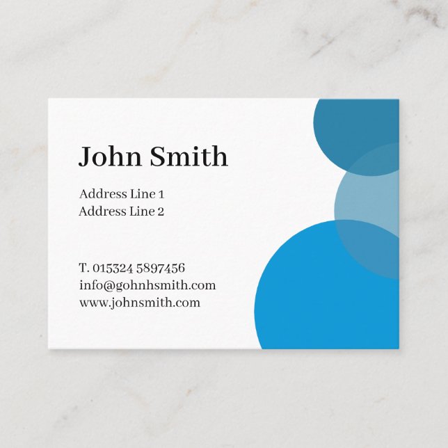 Minimalist Blue circles  Mighty Business Card (Front)