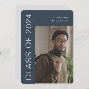 Minimalist Blue, Class of 2024, Modern Graduation Announcement