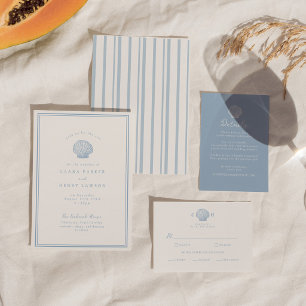 Minimalist Blue Coastal Wedding Invitation