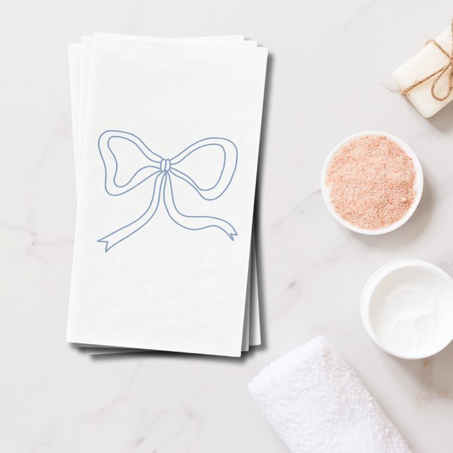 Minimalist Blue Coquette Bow Paper Guest Towels Napkin (Minimalist Blue Coquette Bow Paper Guest Towels)