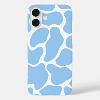 Minimalist Blue Cow Print iPhone 16 Plus Case