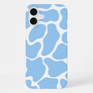 Minimalist Blue Cow Print iPhone 16 Plus Case