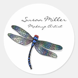 Minimalist Blue Dragonfly Classic Round Sticker