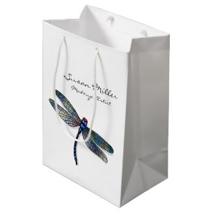 Minimalist Blue Dragonfly Medium Gift Bag