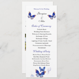 Minimalist Blue Editable Photo Wedding Program Programme