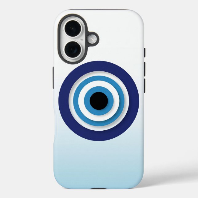 Minimalist Blue Evil Eye Icon on Pastel Background Case-Mate iPhone Case (Back)