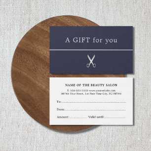 Minimalist Blue Faux Silver Line Scissor Gift Card