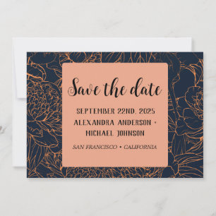 minimalist blue Floral Save the date