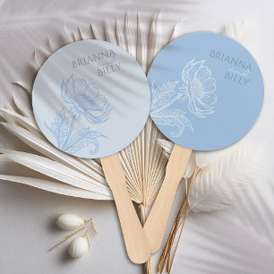 Minimalist Blue Floral Wedding Fan
