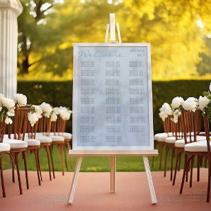 Minimalist Blue Floral Wedding Seating Chart