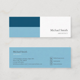 minimalist blue geometric blocks mini business card