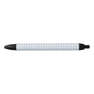 Minimalist Blue Gingham Plaid Pattern Black Ink Pen